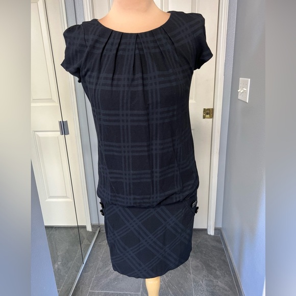 Mango Suit Black Plaid Cap Sleeve Pencil Dress Dark Academia - Picture 1 of 8